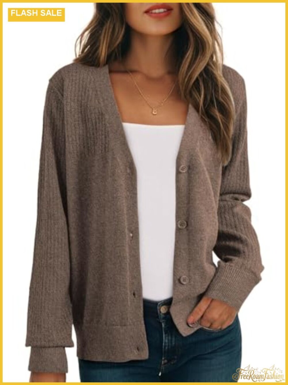 Dokotoo Womens Wool Blend V-Neck Button Down Cardigan Sweater Knit